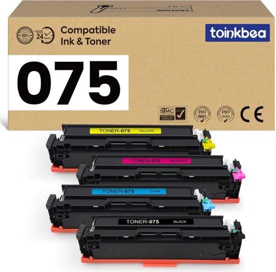 075 Toner Cartridge LBP646Cdw MF665Cdw Compatible Replacement for Canon 075 075H Toner Cartridge Set for imageCLASS LBP646Cdw LBP647Cdw MF665Cdw MF662Cdw MF663Cdw LBP640C MF660C Series Printer 4-Pack